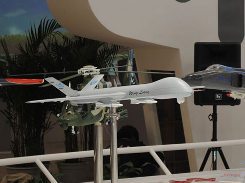 資料圖:翼龍無人機模型 資料圖:翼龍無人機模型